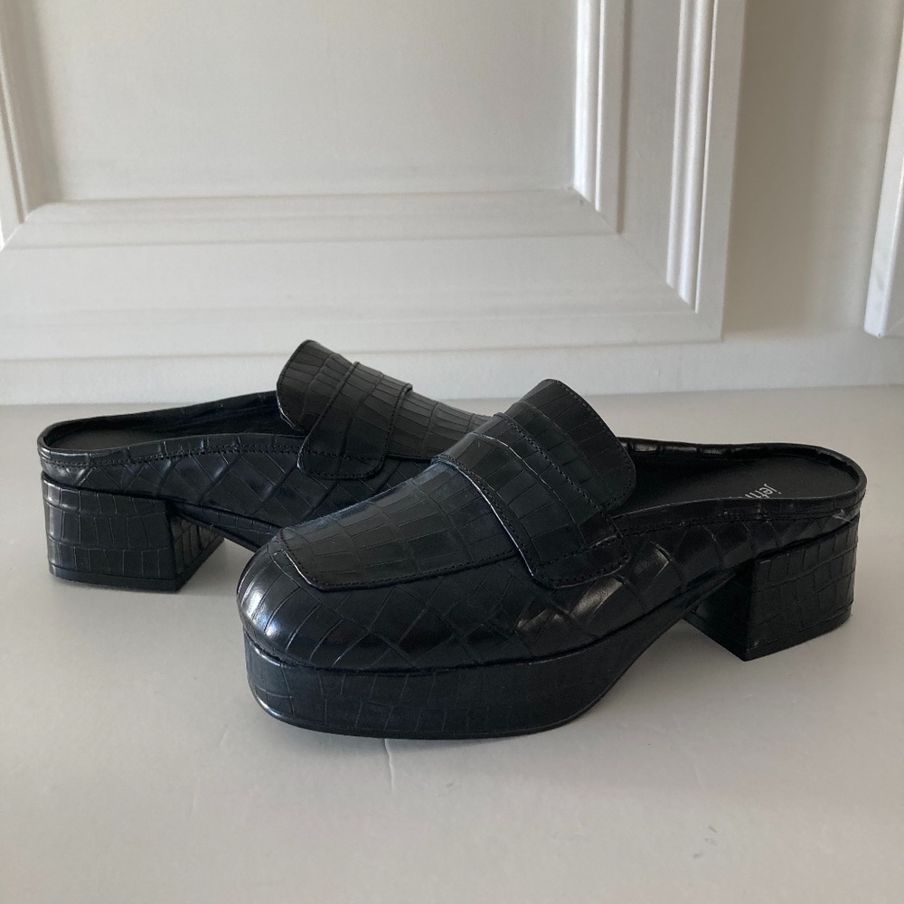 Nwot Jeffrey Campbell Free People Black Animal Print Studious Loafer Mules 9.5